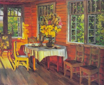 Konstantin Fyodorovich Yuon Painting - august evening last ray ligachevo 1948 Konstantin Yuon